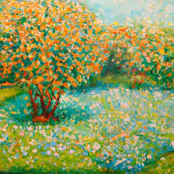 Une image de Découvrez le Chimonanthus praecox, l'arbre aux fleurs oranges - image générée par IA (DALL-E)