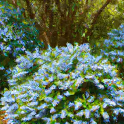 Une image de Le Ceanothus thyrsiflorus : l'arbuste méditerranéen aux fleurs bleues intenses - image générée par IA (DALL-E)