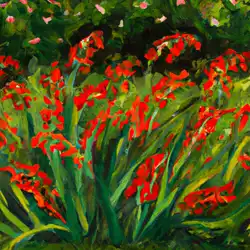 Une image de Crocosmia Lucifer : une plante flamboyante pour embellir votre jardin - image générée par IA (DALL-E)