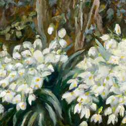 Une image de Le Galanthus monticola, une fleur blanche pour les montagnes - image générée par IA (DALL-E)