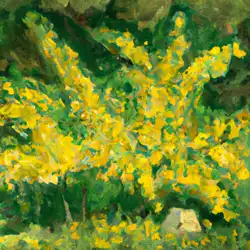 Une image de Le Genêt des teinturiers : un petit arbre jaune pour égayer votre jardin de montagne - image générée par IA (DALL-E)