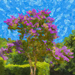 Une image de Le Lilas des Indes : Comment cultiver et entretenir cette plante aux magnifiques fleurs violettes - image générée par IA (DALL-E)