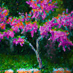 Une image de L'Arbre de Judée - Un Magnifique Petit Arbre à Fleurs Rouges - image générée par IA (DALL-E)