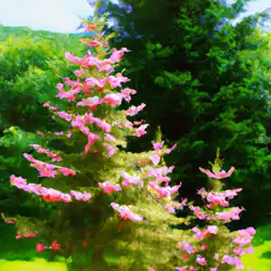Une image de Le majestueux sapin rose des montagnes : tout savoir sur l'Abies alba 'Rosea' - image générée par IA (DALL-E)