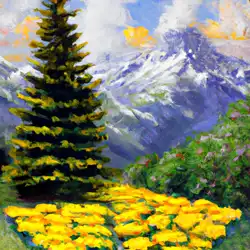 Une image de Abies alba: un majestueux arbre à fleurs jaunes pour embellir votre jardin de montagne - image générée par IA (DALL-E)