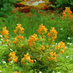Une image de Corydalis lutea : une petite plante orange pour égayer votre jardin - image générée par IA (DALL-E)