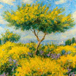 Une image de Le Retama monosperma : un arbuste méditerranéen à fleurs jaunes - image générée par IA (DALL-E)